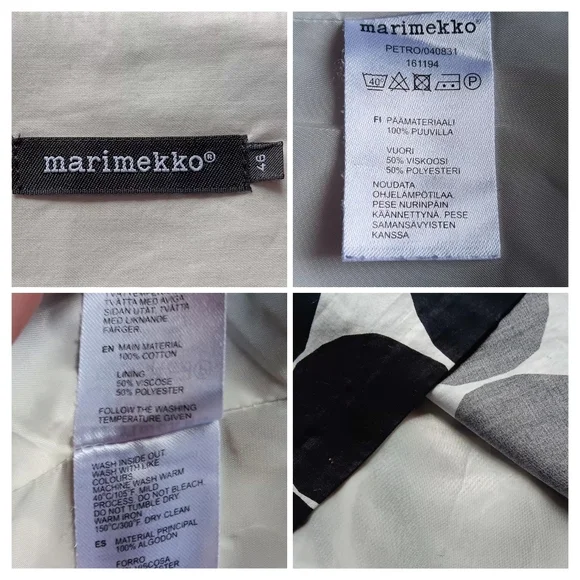 Marimekko "Pienet Kivet" Black and White Mod Sleeveless Mini Shift Dress - Picture 6 of 6